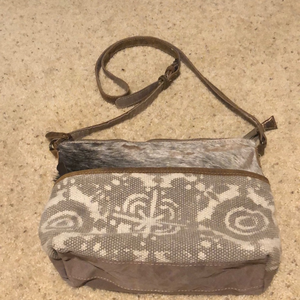 Myra Crossbody Canvas and Cowhide Handbag